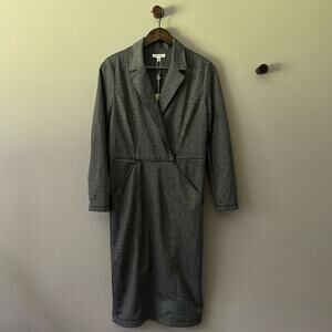 Max Studio Women's Long Sleeve Notch Collar Midi Dress Size Medium Plaid